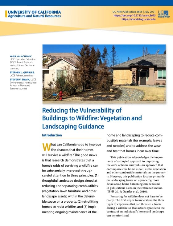 Reducing The Vulnerability Of Buildings To Wildfire Cover